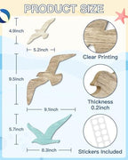 Putuo Decor 3pcs Wood Seagull Wall Decor Wooden Beach Wall Decor Coastal Theme Wall Art Seagull Wall Sculpture Sea Birds Lake House Ocean Decor Vintage Ornaments For Home Bathroom - Image 3