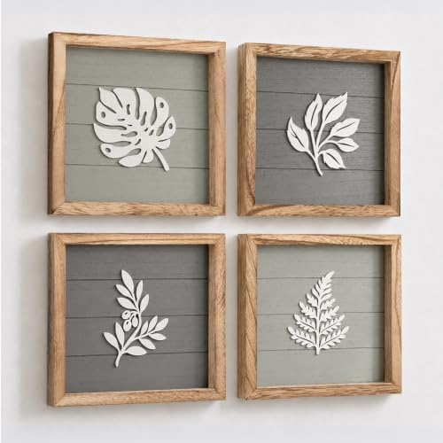 Tide and Tales 3D Botanical Leaf Wall Art, Set of 4, Bedroom Wall Art by TideandTales