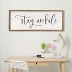 comurdyo Living Room Wall Decor Stay Awhile Sign 40"×15", Wood - Image 4