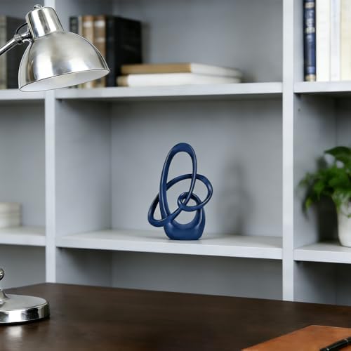 Blue Knot Decor Sculpture,7.1" Modern Abstract Sculptures Home Decor, Resin Statue Tabletop Accent for Coffee Table, Console Table, Shelf, Mantel, Dining Table Centerpiece, Wedding - Image 3