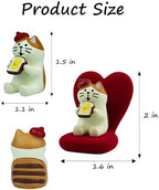 Mevodeata Cute Mini Cat Eating Toast Bread Figurine with Small Sofa Resin Figure for Office Home Decor for Cat Lovers (Love Shaped Sofa) - Image 2