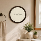 CFFJLHN Funny Bathroom Wall Art Decor, Hey Sweet Cheeks Neutral Minimalist Quirky Humorous Round Wood Hanging Wall Decor for Bathroom Washroom Restroom, 10x10 Inch - Image 3
