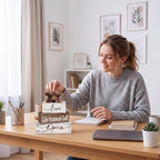 Moucuny 4 Pcs Highland Cow Table Decorations Set Wooden Tiered Tray Decor Farmhouse Table Centerpiec Stacked Wooden Block Signs for Fireplace Mantel Home Shelf Kitchen - Image 5