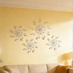 ZEXUIRU 4 Set Silver Starburst Wall Art for Home Decor Metal Bling Crystal Rhinestones Sunburst Wall Decor Sparkling Rhinestone Art Accent -Silver 13in/11.8in/9.8in/9.8in - Image 4