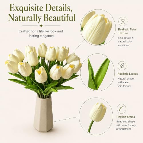 Mandy's 20pcs Artificial Cream Tulips - Image 4