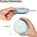 Modern Clear Coaster Set of 5- Glass Coasters for Drinks, Clear Blue - Image 3