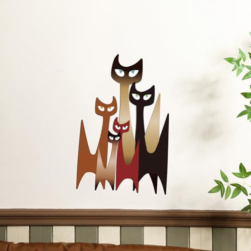 Wesiti Metal Cat Wall Art Decor Colorful Sculpture Mid Century 10.6x15.7 - Image 3