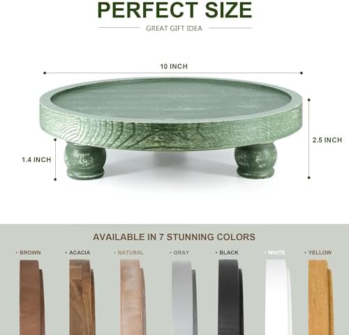 EOSAHR Round Wood Riser for Kitchen Counter & Bathroom Decor, Green - Image 2