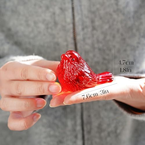 Red Crystal Bird Figurine Hand Blown Glass Collectible Decor - Image 6