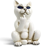 Top Brass Sassy White Cat Figurine – Funny Resin Home Desk Decor by TopBrass