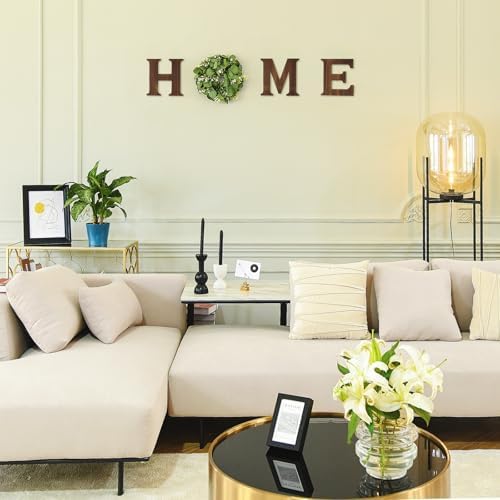 Mkono Home Sign Wall Decor, Farmhouse Wood Letters Eucalyptus for O, Brown - Image 4