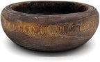 CVHOMEDECO. Primitives Solid Wood Functional and Collectible Bowl Vintage Round Hand Carved Wooden Bowl Rustic Treenware Artworks for Serving Nuts Snacks Fruits or Accent Decor, 9 Inch by CVHOMEDECO