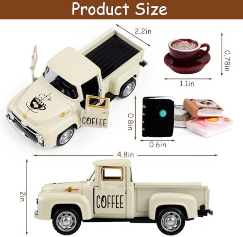 Cream Coffee Truck Decoration, Coffee Lover Truck Decor Themed Ornaments, Rustic Farmhouse Kitchen Tabletop CenterpieceTiered Tray Decor, Barista Gift - Image 3