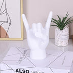 QIANLING 7.7" White Resin Rock On Hand Gesture Statue - Rock Culture Music Lovers' Decorative Tabletop Sculpture for Bookshelf, Desk & Mantel Decor in Home or Office, Modern Symbolic Figurine - Image 4