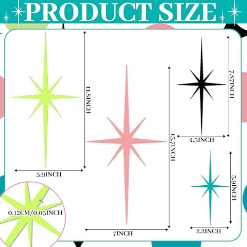 Blulu 4 Pcs Starburst Shaped Wall Decor Mid Century Modern Art,Mid Century - Image 3