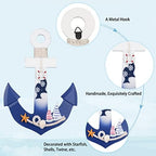 2 Pack 11" Nautical Beach Wooden Ship Wheel and 11" Wooden Anchor with Rope Nautical Boat Steering Wheel Rudder Anchor Wall Art Decor Door Hanging Ornament Beach Theme Home Decoration(White&Blue) - Image 5