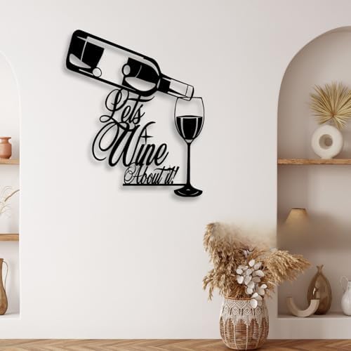 LIYOUYA Wine Bottle Glass Metal Wall Decor - Wine Logo Decor Black Wall Art Home Decor for Living Room, Dining Room, Bar (Black) - Image 7