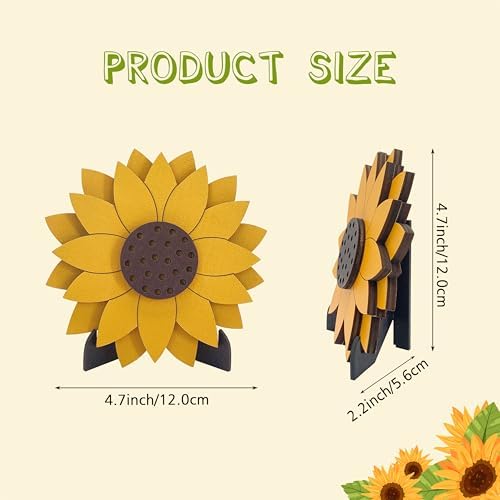 AWISBI 3Pcs Sunflower Decor For Tables, Home Kitchen Standing Wooden Sign - Image 2
