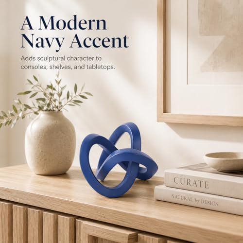 Navy Blue Knot Decor for Coffee Table Book,Chain Link Decor for Bookshelf Entry Table TV Stand,Knot Sculpture for Home Living Room,Accent Decoracions para sala,adornos para sala Modernos - Image 2