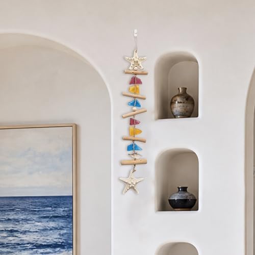 JQAQJU Colored Sea Glass Coastal Wall Decor, Beach Room Decor with Starfish - Image 5
