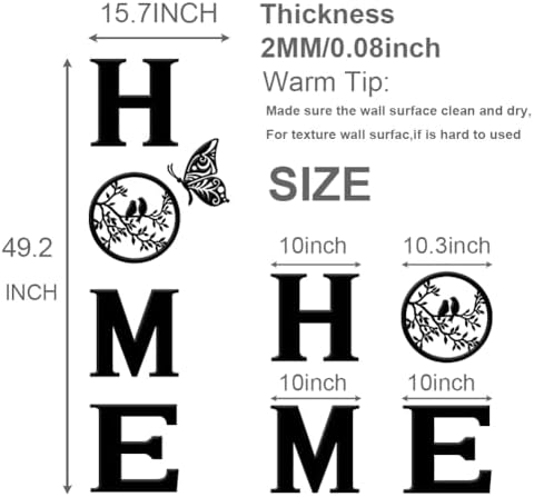 CrazyDeal Home Signs Decor Aesthetic Bird Wall Art Letter Wall decor for Living Room Bedroom Kitchen Farmhouse Wall Hanging Modern Decorations Large (Black Acrylic,49.2 X 15.7 Inch) - Image 4