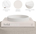 Decorative Concrete Tray & Book Decor Set - Scalloped Tray & Linen Box - Image 7