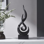 FJS Black Abstract Flame Sculpture for Living Room Coffee Table Decor - Image 6