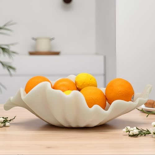 Large Decorative Bowl for Home - 16” Coastal Ruffle Shell Bowl - Image 6