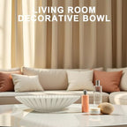 Modern Beige Fluted Decorative Bowl - 10" Wavy Purse Bowls for Entryway - Image 3