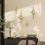 sxnzequnze 4 Pcs Star Wall Art for Home Decor Living Room Bedroom Office Metal 3D,Bling,with Hanging Hook Starburst Midcentury Sculpture Retro Gallery Accent Celestial -Gold 16.5in/9.4in - Image 2