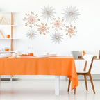 Blulu 8 Pcs Orange Metal Wall Art Cast Iron Starburst Wall Decor Bling Crystal Sculptures Living Room 3D Teardrop Radial Rhinestone Hanging Diamond Accents for Home Office Bedroom Entryway - Image 5