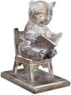 Young's Inc. Cat Figurine - Cute CatStatue Reading on the Chair- Whimsical Decor for Cat Lovers - Cat Collectibles and Meditation Decor - 4.33'' L X 2.56'' W X 4.72'' H by YoungsInc