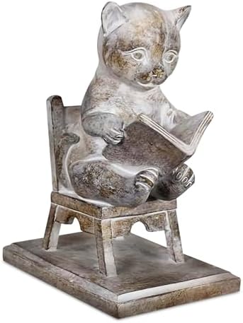 Young's Inc. Cat Figurine - Cute CatStatue Reading on the Chair- Whimsical Decor for Cat Lovers - Cat Collectibles and Meditation Decor - 4.33'' L X 2.56'' W X 4.72'' H by YoungsInc