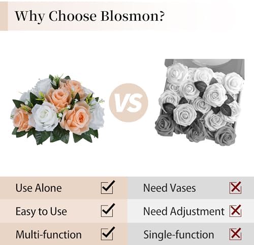 BLOSMON Flower Balls for Wedding Centerpieces: 10pcs 9.5 Inch Fake Rose - Image 5