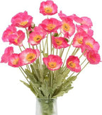 Artificial Poppies, Blush Pink Silk Poppies Artificial Flowers - 24x Blooming California Poppy Flower Artificial Plus 8X Buds for Home Decoration, PKPK8 by Glamrce