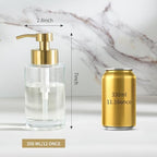 Enra Glass Soap Dispenser, Clear Bottle Gold Pump Liquid Hand Soap - Image 3