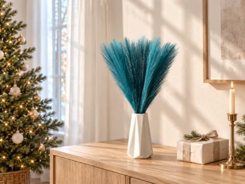 Mandy's 20 Stems Teal Silk Pampas Grass Bouquet - Image 4