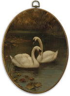 CUANFDDSF Vintage Swan Oval Wall Art Decor, Modern Farmhouse Swan Wall Hanging Decor, Moody Cottagecore Farmhouse Antique Animal Framed Canvas Prints for Home Bedroom Living Room, 8.6x11.4 Inch by CUANFDDSF