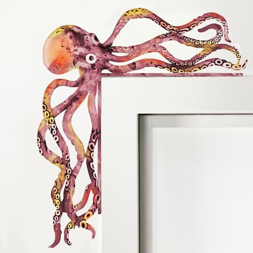 FairySandy Metal Octopus Door Topper Decor Ocean Door Frame, Pink Orange by FairySandy