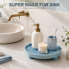 EOSAHR Round Decorative Tray, Coffee Table Accent, Coastal Style, Sky Blue - Image 3