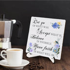 Floral Christian Wooden Sign Desk Decor, Positive Have Faith Bible Scripture Wood Plaque Sign With Stand for Church Prayer Room Home Office Desk Table Shelf Decoration, 5x5 Inch - Image 4