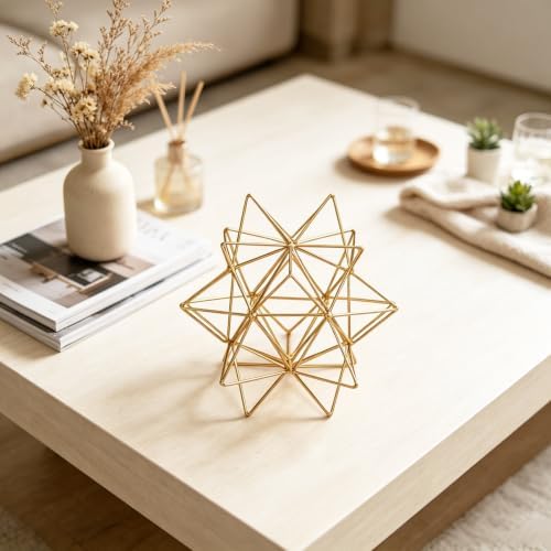 Gold Geometric Sphere Metal Tabletop Decor Sculpture - Image 2