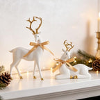 WDS WONDROUS Christmas Reindeer Decorations Modern White Gold Table Decor - Image 3