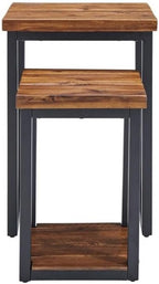 Claremont Rustic Wood Nesting End Tables, Solid Wood and Black-Finished Metal - Image 6