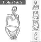 Sandstone Resin Thinker Statue Style Abstract Sculpture, Silver, Right - Image 4