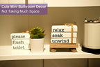 Farmhouse Mini Bookstack for Bathroom Decor Wooden Books for Restroom Shelf Decorative Accent for Guest Bathroom Sign, 2 Signs in 1 Reversible - Wash Your Hands/Relax Soak Unwind - Image 4