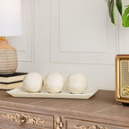 Creative Scents Rustic Luxe Decorative Tray and Orb Set - Centerpiece Table Decorations for Coffee Table Decor - Modern Farmhouse Decor - Decorative Accents Bowl with Balls for Dining Table Decor - Image 2
