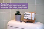 Farmhouse Mini Bathroom Sign Decor Funny Wooden Book Stack for Bathroom Tray Decor Bathroom Shelf Sitter 2 Signs in 1 Reversible Mini Book Set of 3 for Restroom Wooden Rustic Sign - Image 6