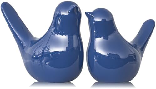 XMGZQ Small Ceramic Bird Statue and Sculpture for Home Decor Accents,Modern Animal Ornaments for Living Room,Bedroom,Coffee Table Centerpiece,Bookshelf,Cabinets,Cute Knick Knacks for Shelves (Blue) by XMGZQ