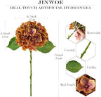 JINWOE Fall Hydrangea Artificial Flowers, 4Pcs 21” Latex Real Touch Flowers, Faux Silk Flowers Fake Artificial Hydrangeas with Stems for Bouquet Table Centerpieces Halloween （Raw Umber Brown） - Image 5